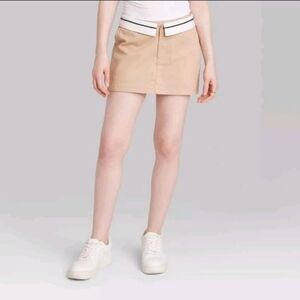 Wild Fable Fold over Chino Skort Women’s Light Taupe Pockets